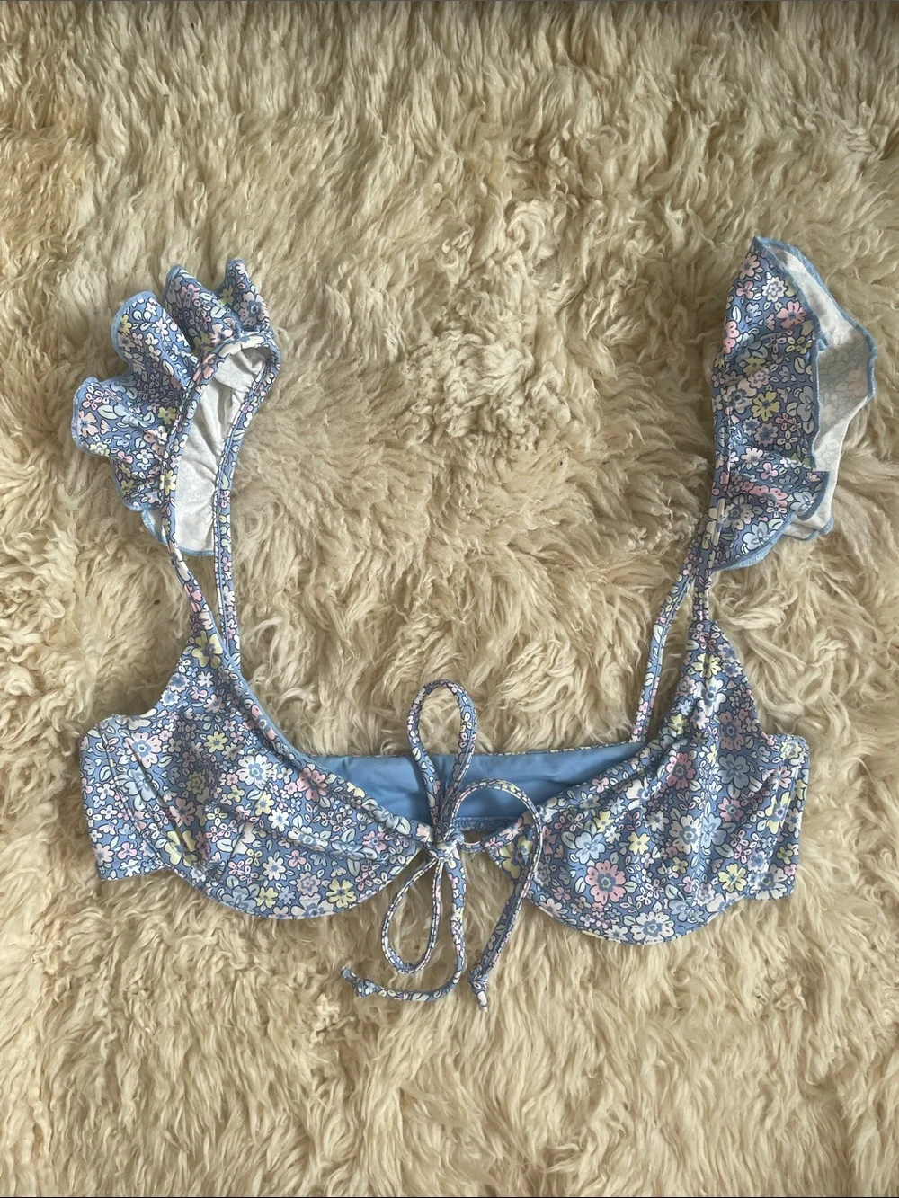 Frankie’s Bikinis Floral Ruffle Swim Top